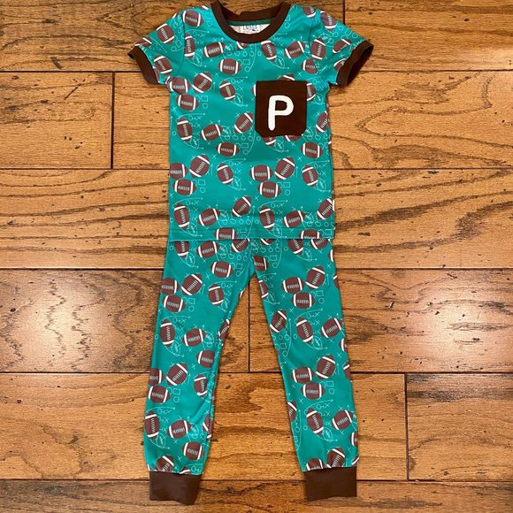 Mud Pie Other - 4T “P” Monogram Initial Generic Boutique Football 2pc pjs Lures & Lace